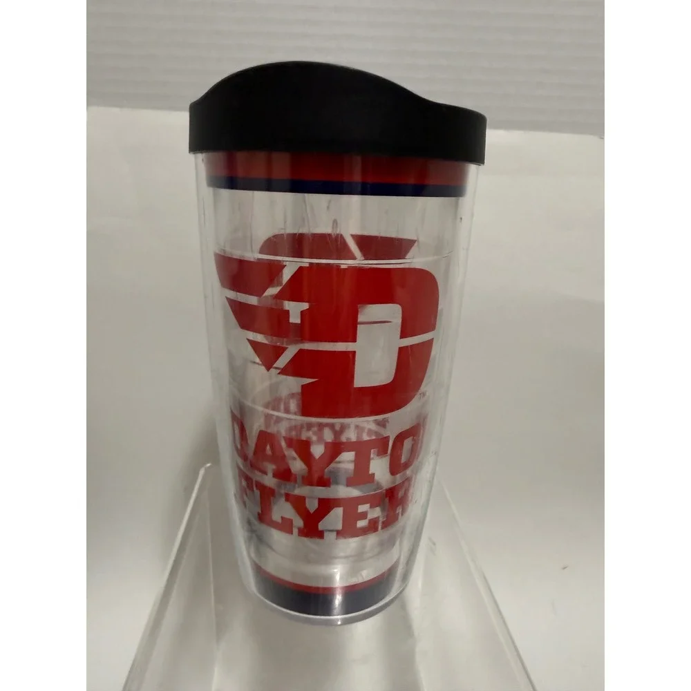 Tervis Tumbler Dayton Flyers Insulated Travel Cup 16oz Clear Red Black Lid NCAA